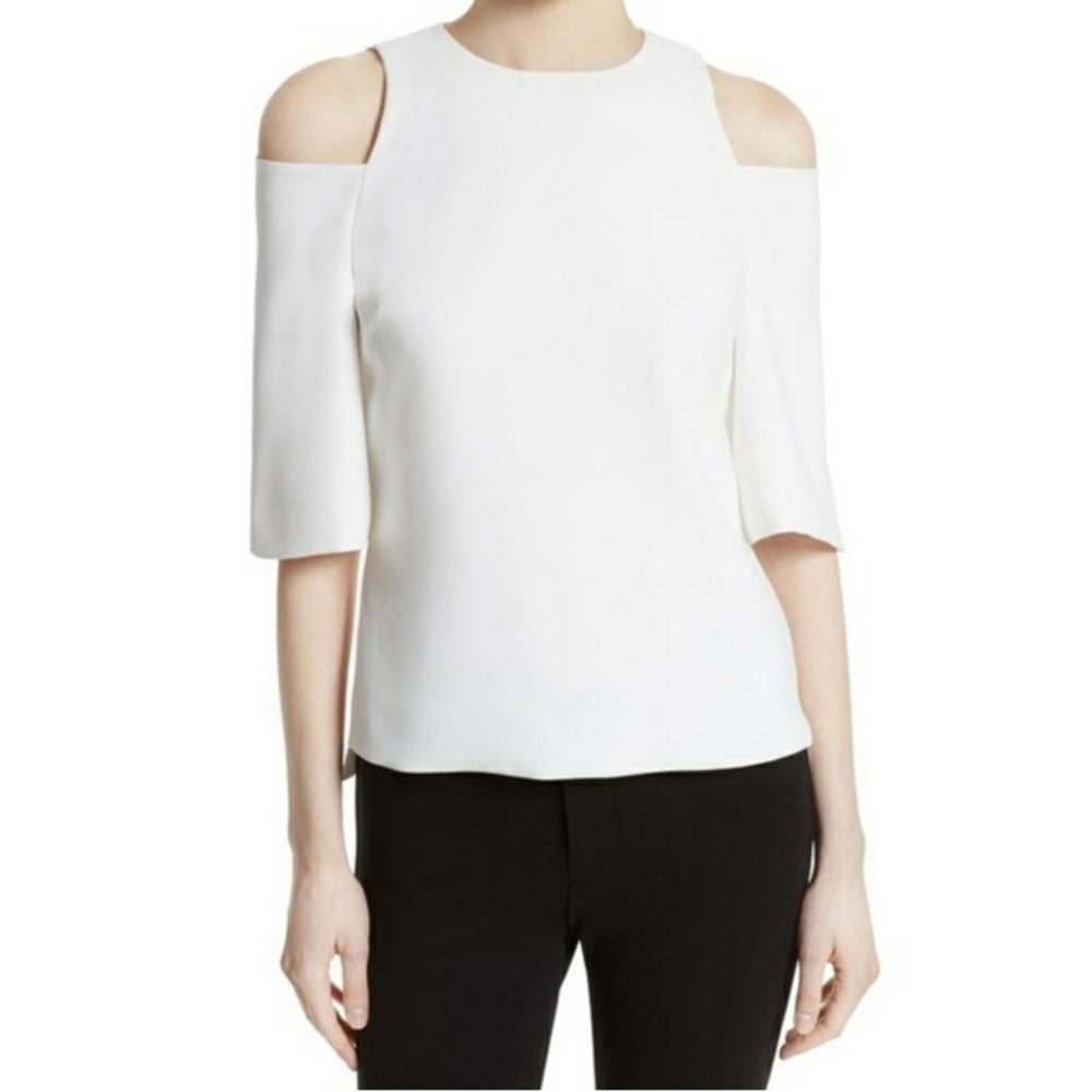 ☀️TED BAKER • White Cut Out Shoulder Blouse • 4 •